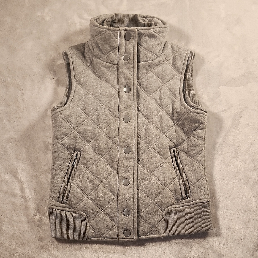Aeropostale Gray Quilted Vest High Collar